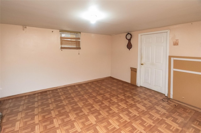 basement with parquet floors