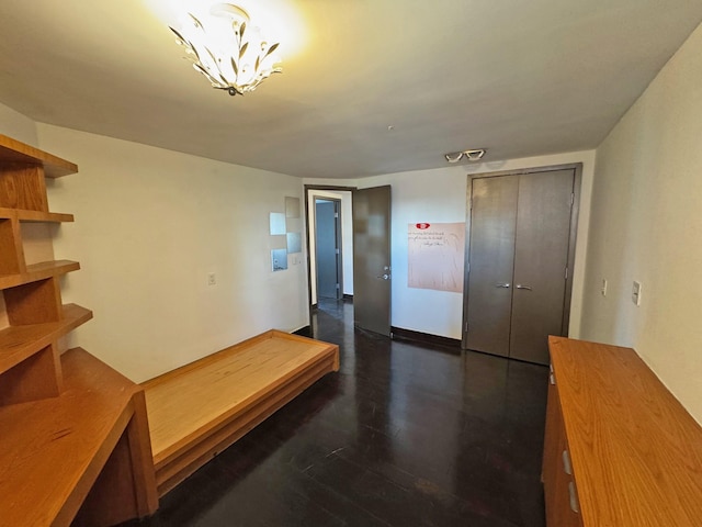 hallway with dark wood-type flooring