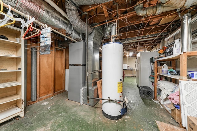 utility room with gas water heater