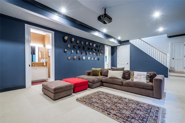 living room featuring carpet floors