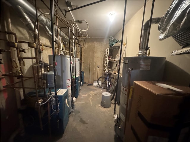 utility room with water heater