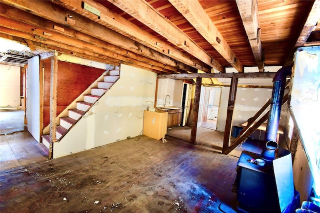 basement featuring sink