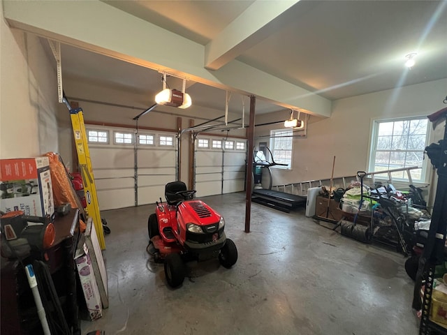 garage with a garage door opener