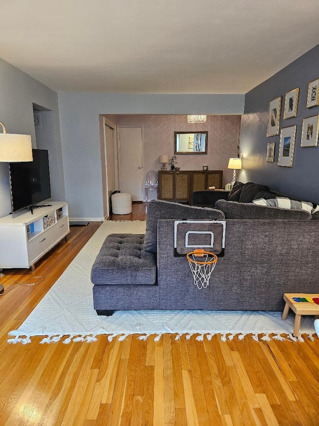 living room with hardwood / wood-style floors