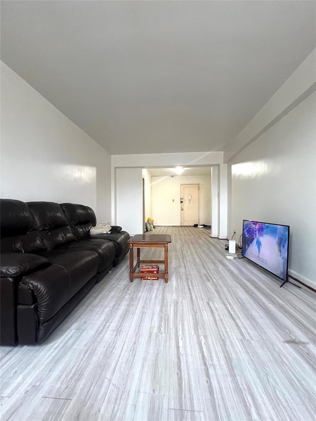 living room featuring light wood-type flooring