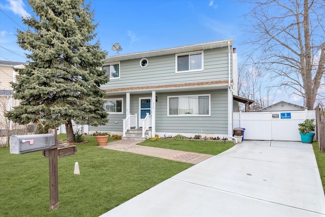 view of front of property with a front lawn