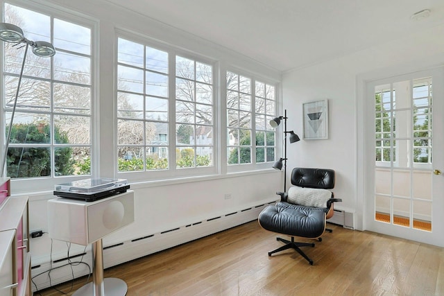 living area with wood finished floors