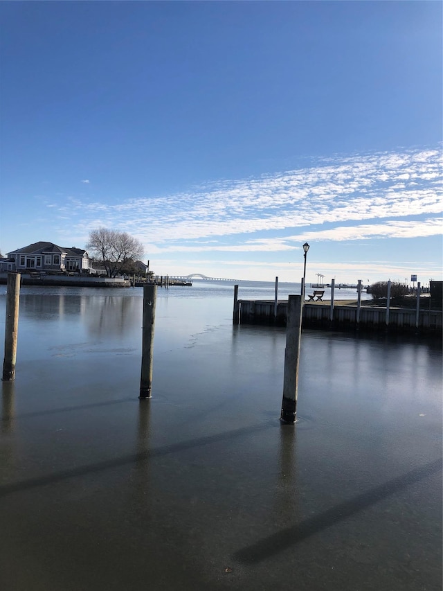 view of dock featuring a water view