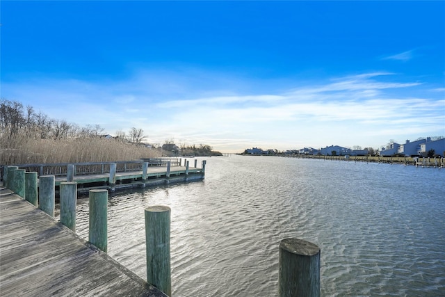 view of dock featuring a water view