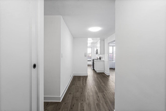 hallway featuring dark hardwood / wood-style floors