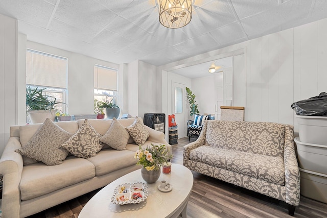 living room with hardwood / wood-style floors