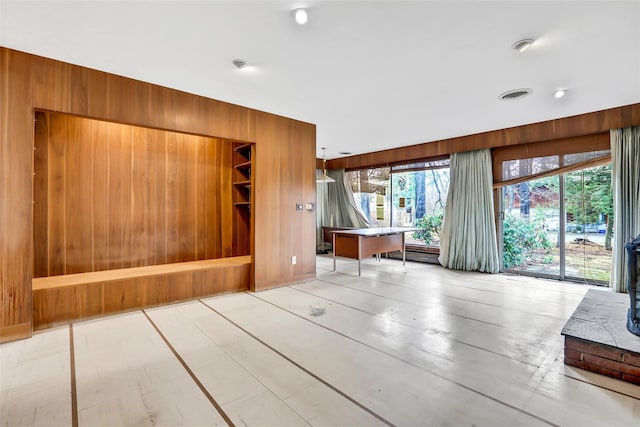 interior space with wooden walls