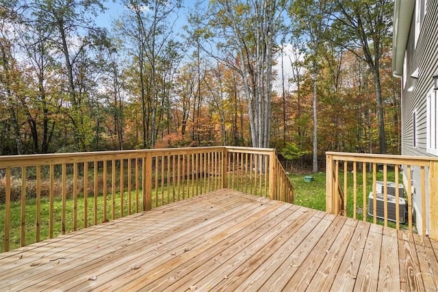 wooden deck with cooling unit