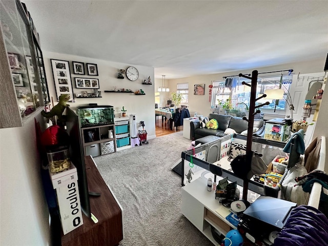 living room with carpet flooring