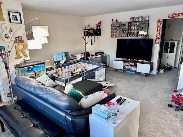 living room featuring carpet