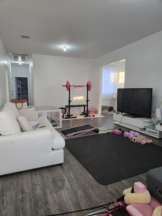 living room with hardwood / wood-style floors