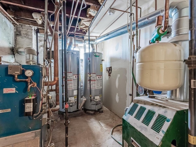 utility room with gas water heater