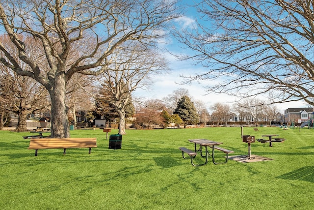 view of community featuring a lawn