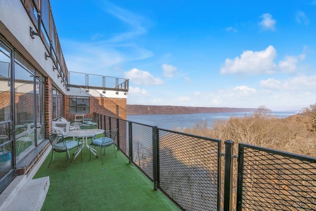 balcony with a water view