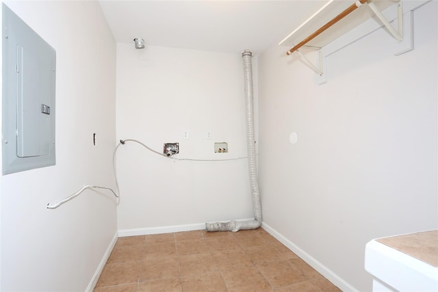 washroom featuring electric panel and washer hookup