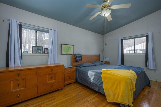 75 Tennyson Dr, Nanuet, NY 10954 - bedroom with ceiling fan, light hardwood / wood-style floors, and vaulted ceiling