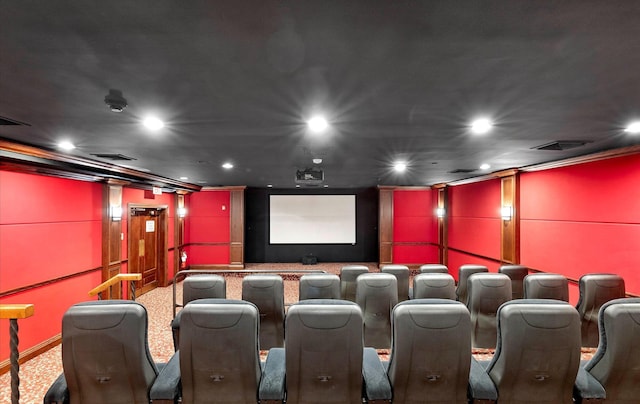 view of carpeted home theater room