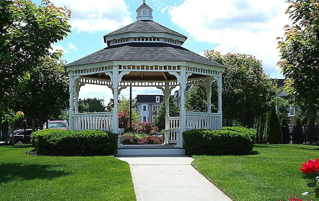 view of home's community featuring a gazebo and a lawn