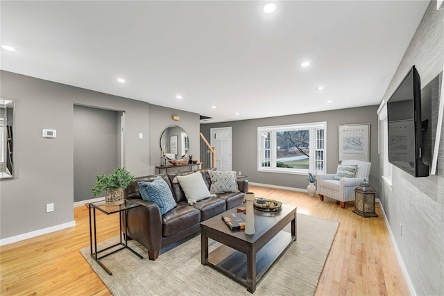 living room featuring light hardwood / wood-style flooring