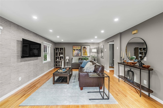 living room featuring light hardwood / wood-style floors