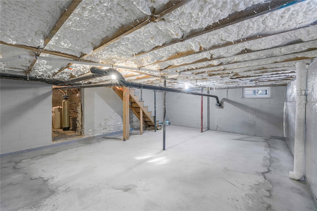 basement with gas water heater