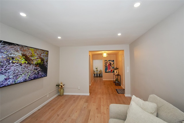 living area featuring light hardwood / wood-style floors