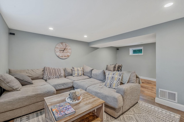 living room featuring light hardwood / wood-style floors