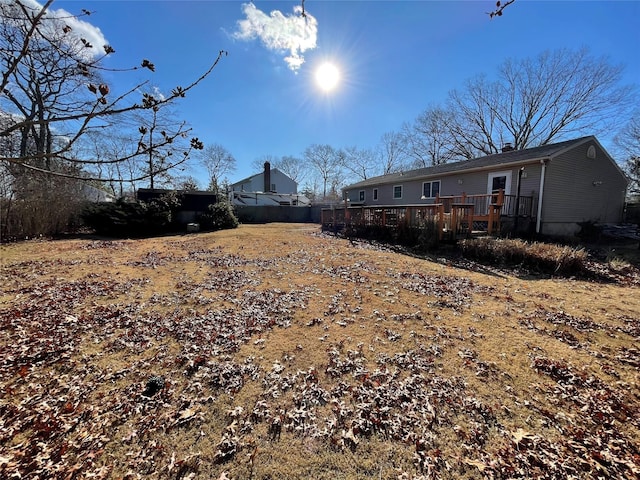 view of yard featuring a deck