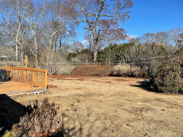 view of yard featuring a wooden deck