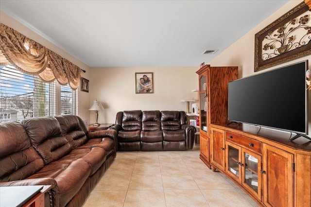 view of tiled living room