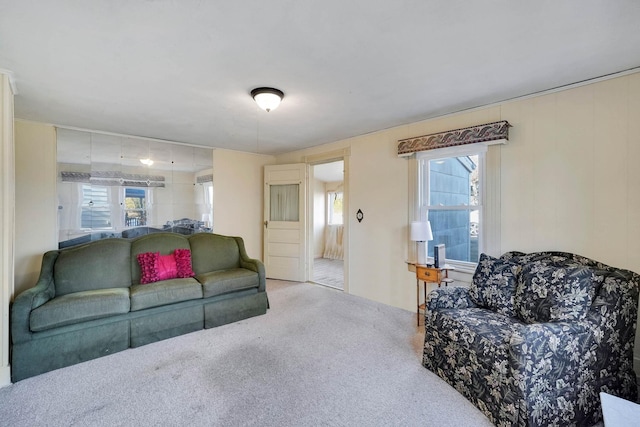 living room with carpet floors