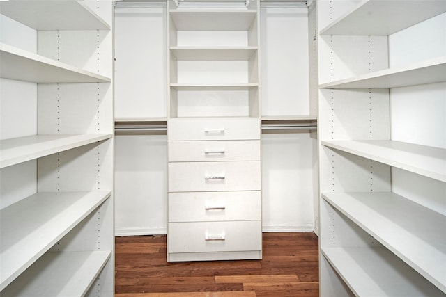 walk in closet featuring dark hardwood / wood-style flooring