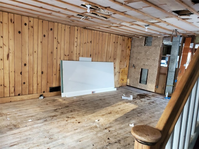 interior space with wooden walls