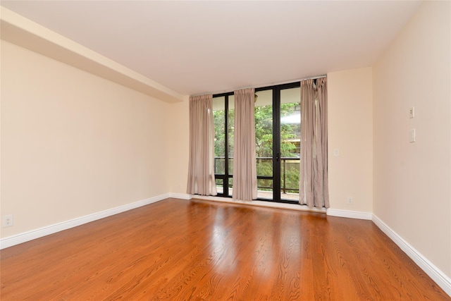 empty room featuring light hardwood / wood-style floors and expansive windows