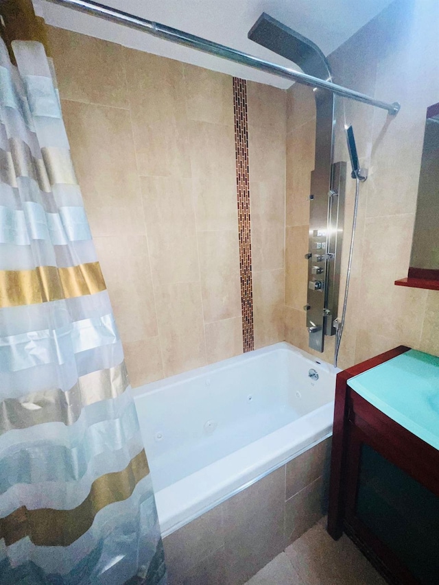 bathroom featuring shower / bathtub combination with curtain