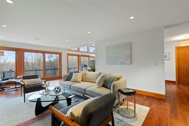 living room with hardwood / wood-style floors