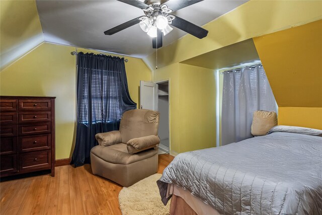 17718 Sayres Ave, Jamaica, NY 11433 - bedroom with baseboards, lofted ceiling, light wood finished floors, and ceiling fan
