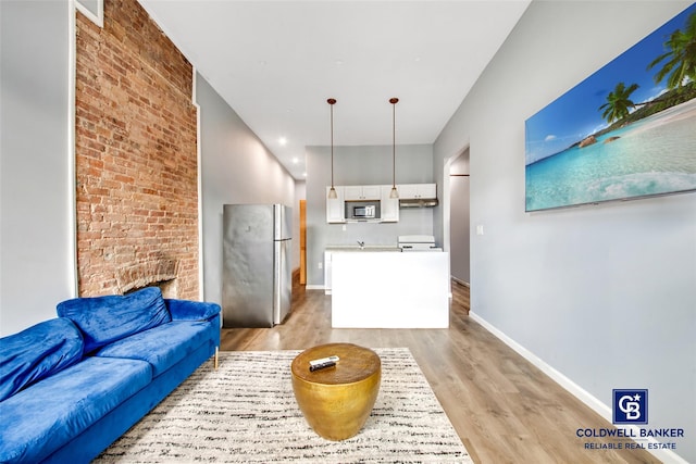 living room featuring light hardwood / wood-style floors