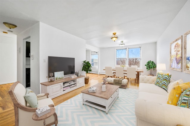 living room featuring light hardwood / wood-style flooring