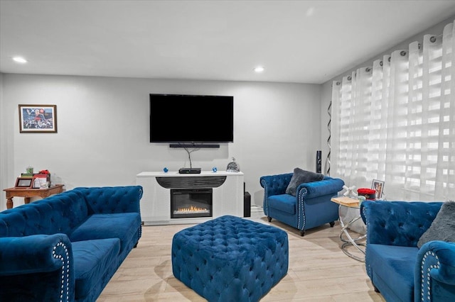 living room with light wood-type flooring