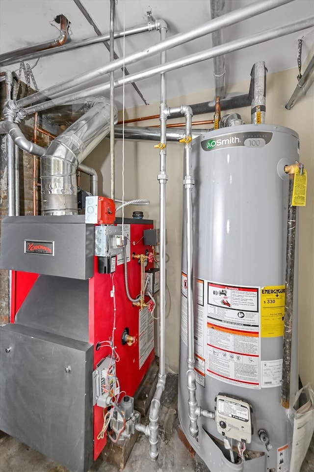 utility room with water heater