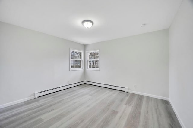 empty room with light hardwood / wood-style flooring