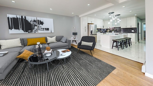 living room featuring light hardwood / wood-style floors