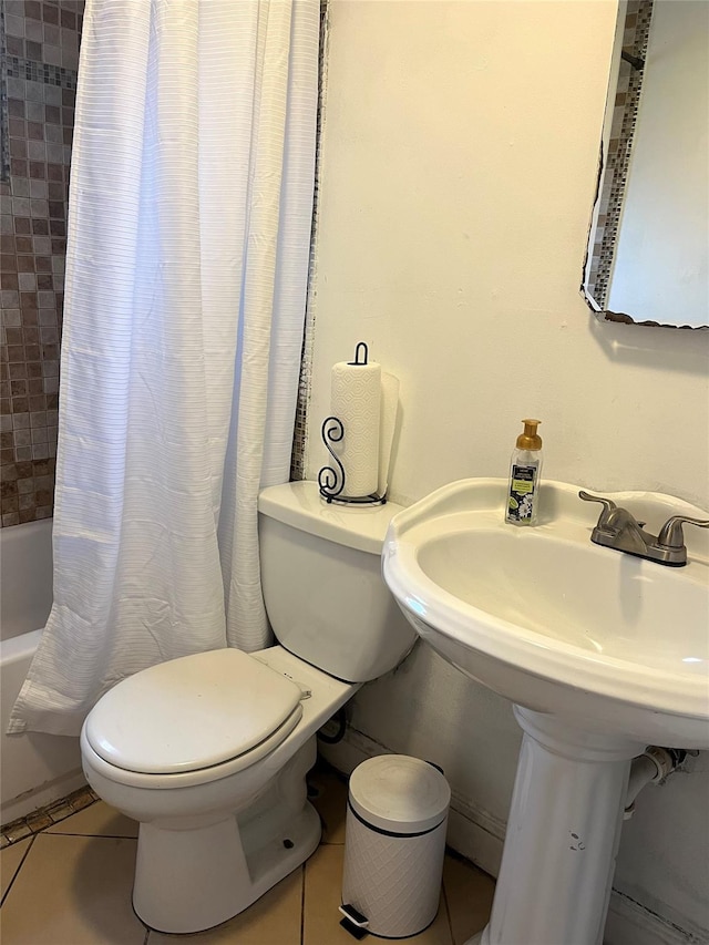 16 Sagewood Dr, Shirley, NY 11967 - full bathroom with toilet, shower / tub combo, and tile patterned flooring