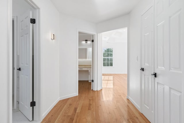 hall featuring light hardwood / wood-style floors